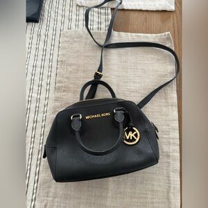 Michael Kors Black Crossbody Bag with Gold Accents